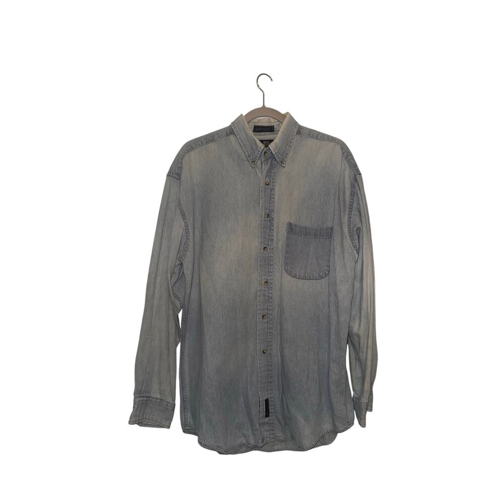 Lee Authentic Clothing Men’s M Light Blue Denim Cotton Long Sleeve Button-Up